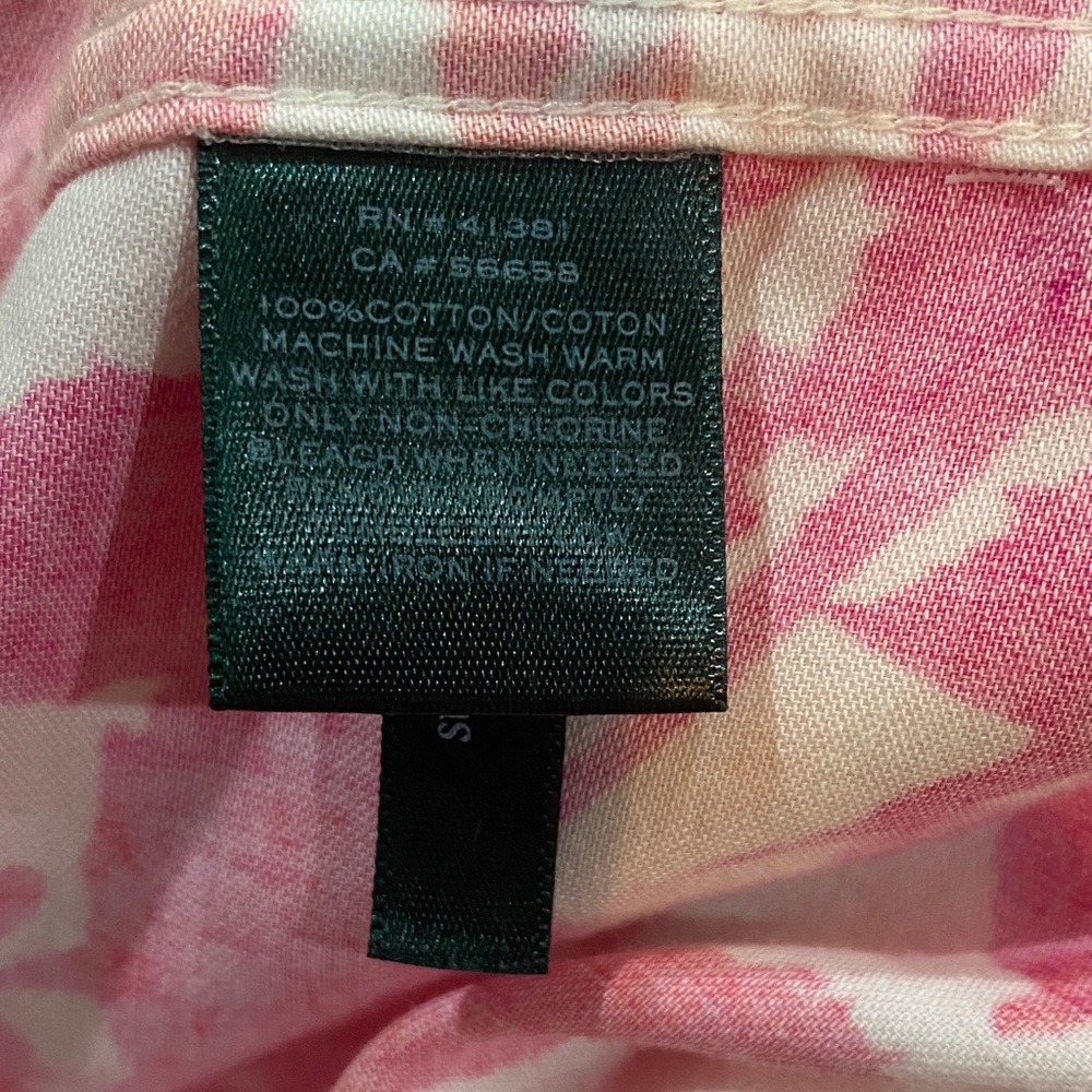 Lauren Ralph Lauren Pink and Orange Floral Button Down Shirt 100% Cotton - Picture 6 of 6
